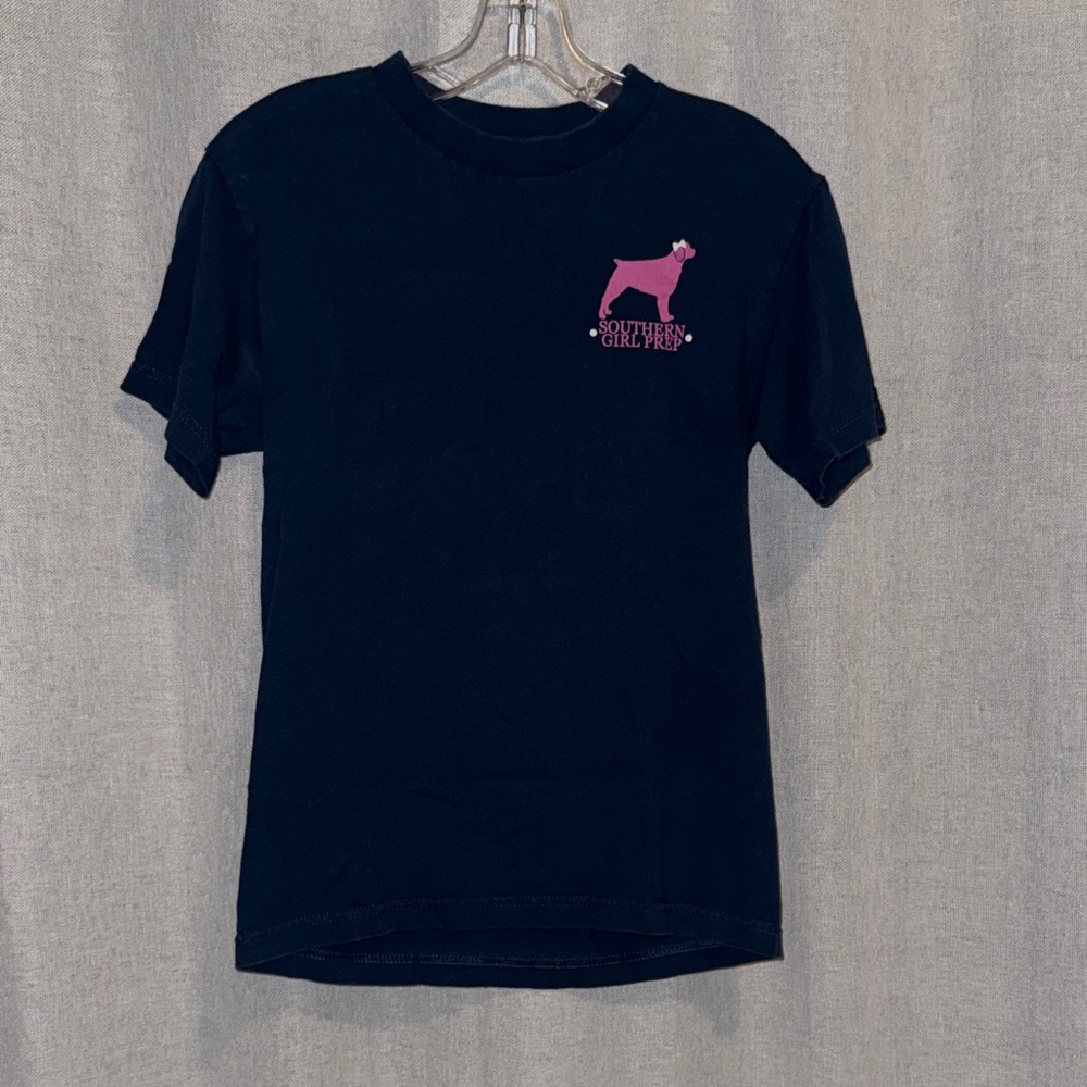 Southern Girl Prep Navy Tee with Pink Logo
